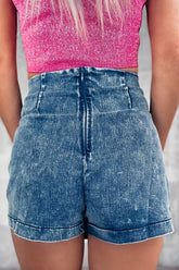 Zip Back Denim Shorts OutfitFlow
